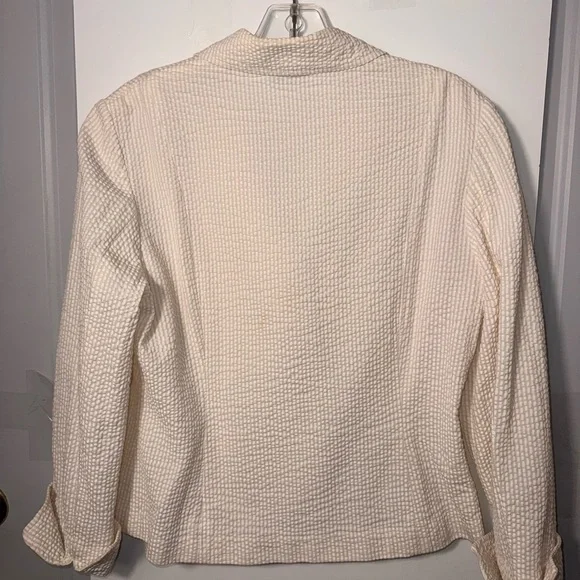 Pendleton Womens Ivory Seersucker Cotton Blazer Jacket Button Front Small - Picture 8 of 8